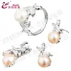 Wholesale 100% solid and pure silver 925 jewelry sets with freshwater pearl setting diamond and pearl jewelry sets