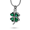 Heart Crystal Clover Stainless Steel Chain Urn Necklaces For Human Ashes Memorial Pendant