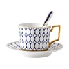 DIY red blue ceramic Tea coffer lovers cup and saucer sets for home and office