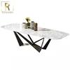 Nordic designer home simple creative artificial marble table matte black rectangular post modern dining table
