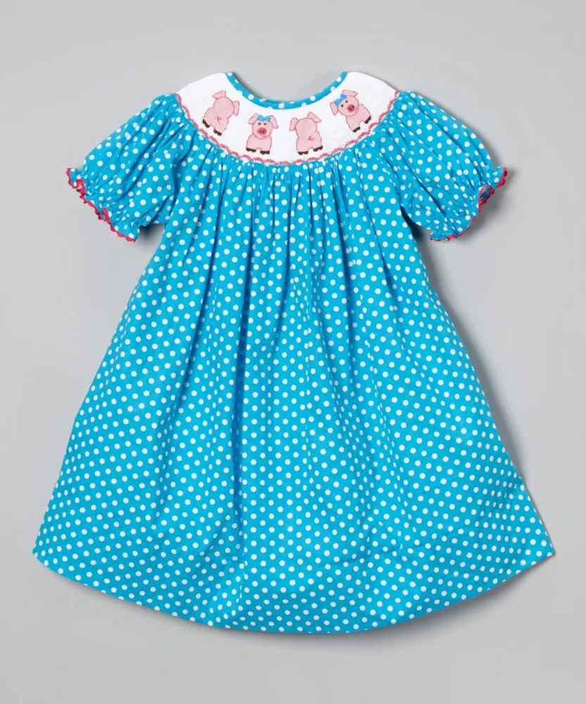 Oem Top Quality 100% Cotton Girls Dresses Smocked Children Clothing ...