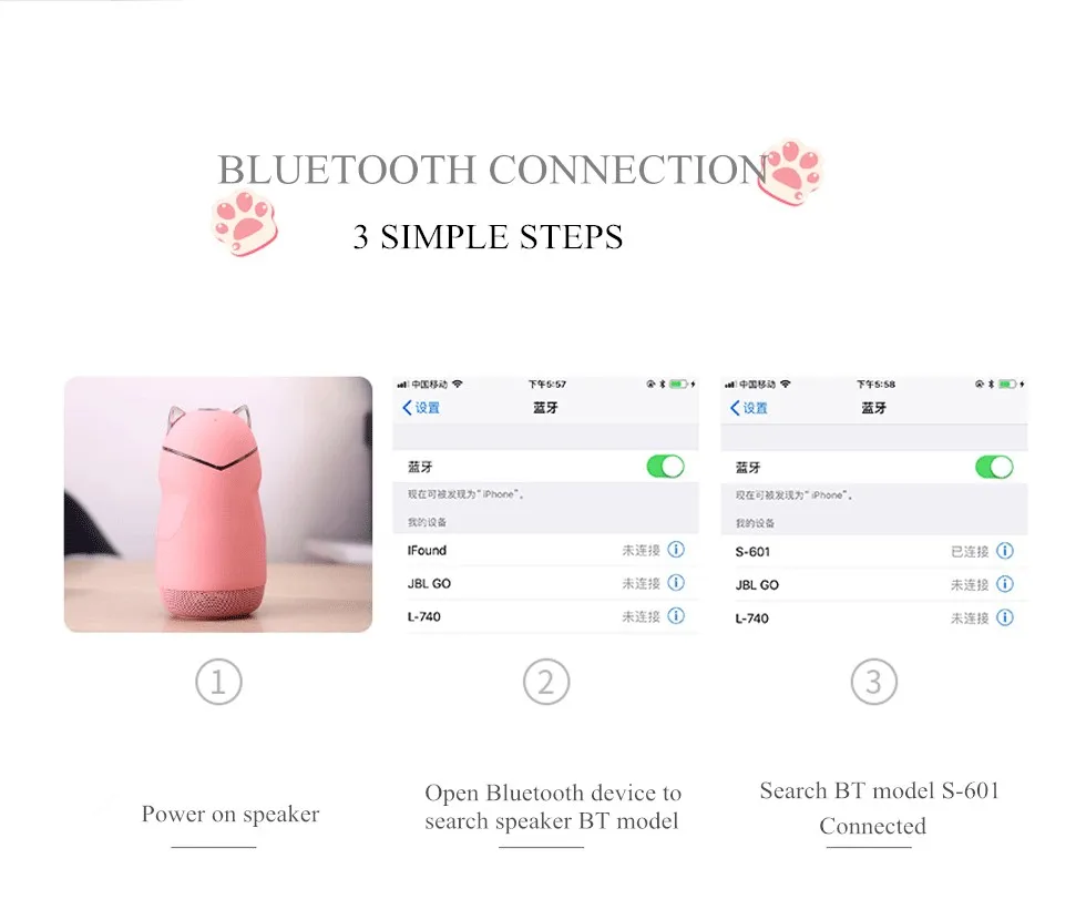 2019 new design gift promotion cute mini speaker cat style portable bluetooth speaker support bluetooth/TF card/hands-free call - ANKUX.COM