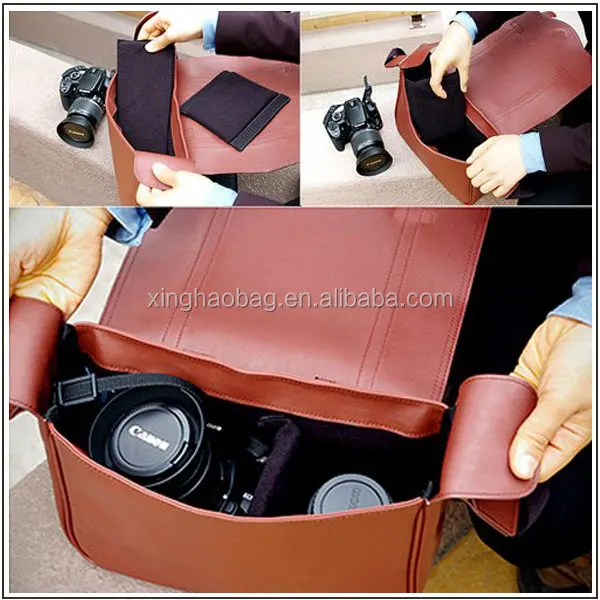 Hot Style Top Grain Leather Hidden Camera Bag Custom Leather Dslr