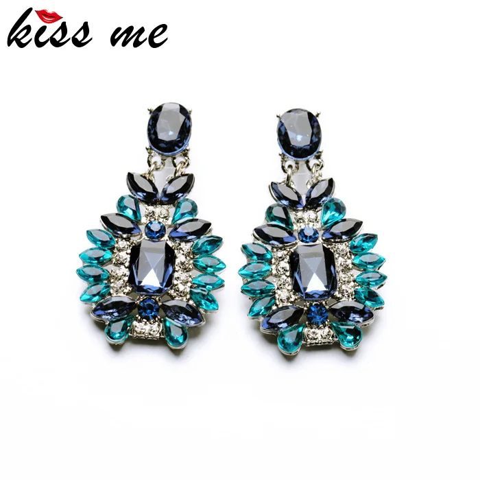 Shijie 2015 Statement Trendy Jewelry Elegant Shiny Resin Stone Blue Plant Stud Earrings Factory Wholesale