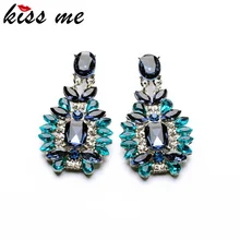 Shijie 2014 Statement Trendy Jewelry Elegant Shiny Resin Stone Blue Plant Earrings Factory Wholesale