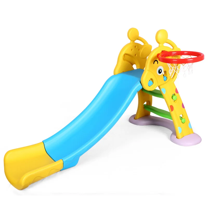 Deer 2 Sections Indoor Plastic Slide Folding Slide With Basketball