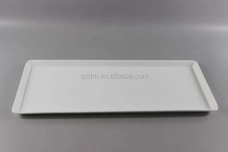 15" White Melamine Rectangle tray 39X15CM