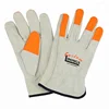 Inreflective tape Grain cowhide driver fluorescent fingertips WATCH YOUR HANDS Logo Glove