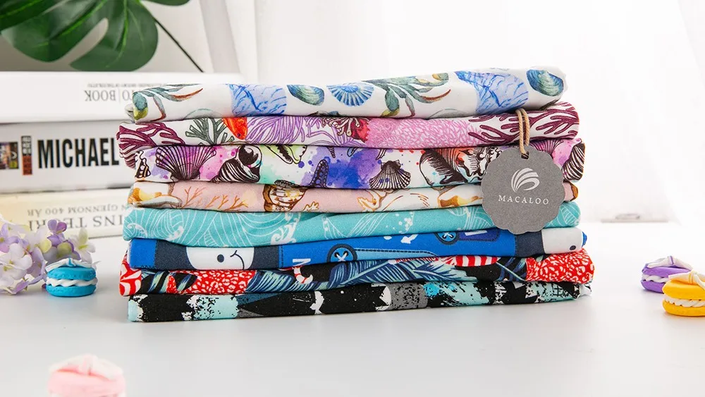 Eco friendly Starfish printed bamboo muslin fabric for baby clothes