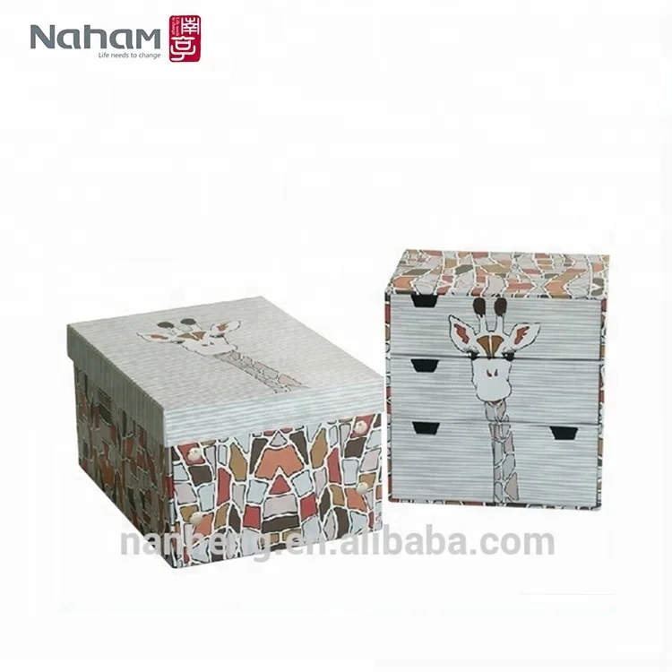 Naham Cardboard 3 Layer Folding Decorative Paper Storage Drawer
