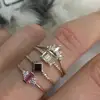 rose gold plated women cz cluster ring RED white cz thin skinny band simple design fashion women fiinger jewelry