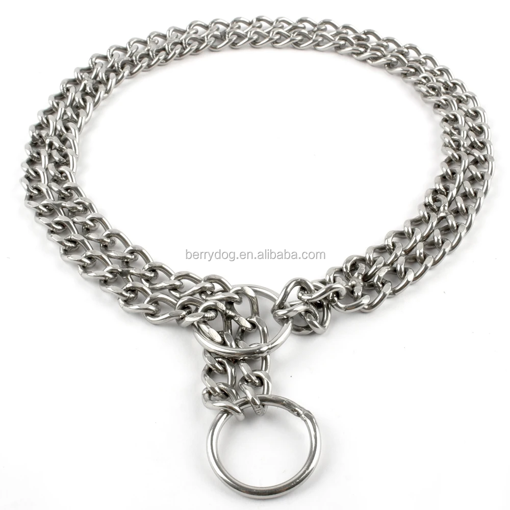浆果重型双排链接不锈钢链狗项圈