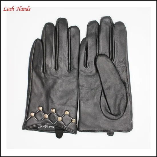 Women's black driving leather gloves wholesale