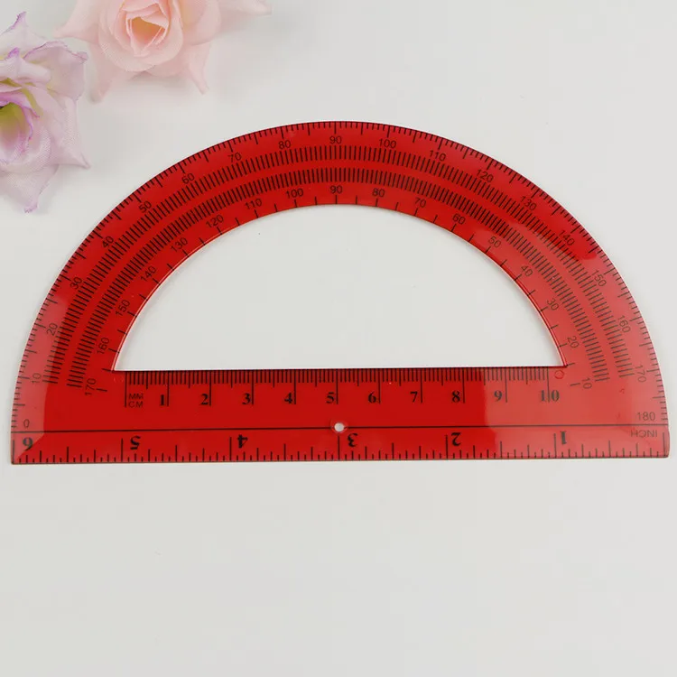 Geometry Protractor With 6" Open Center,Clear Buy Plastic Protractor,Half Moon Protractor
