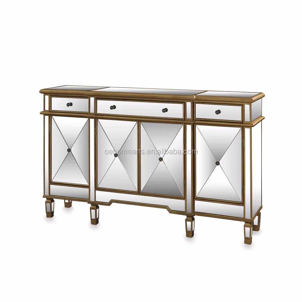 60 Mirrored Reflection Hall Console Cabinet Gold And Mirror