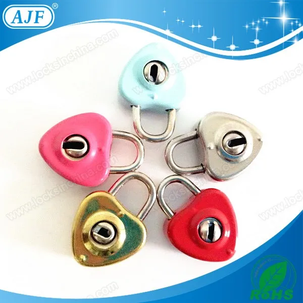 AJF 2015 hot sale colorful mini key diary lock heart, notebook lock