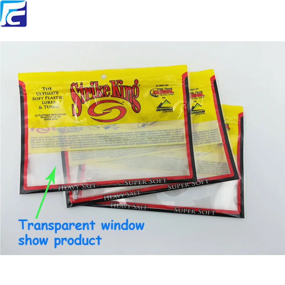Transparent Customized Fishing Lure Packaging Soft Plastic Lures Bait Bag With Hanger Hole Buy