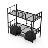Heavy Duty Army School Home Double Deck Bed Two Floor Bed Metal Iron Bunk Bed Storage double murphy furniture