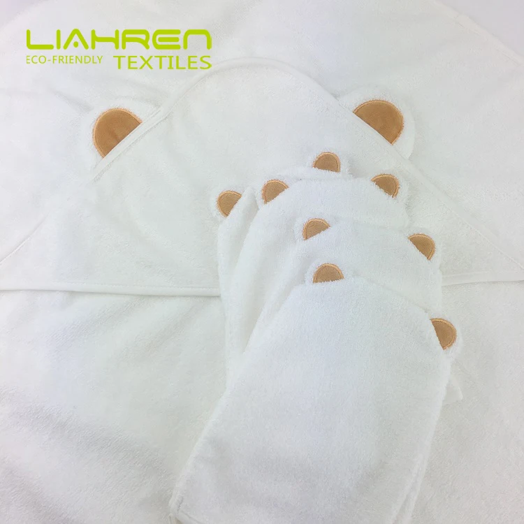 Hot Selling Bear Ears Bath Mitten Organic Bamboo Soft Baby Bath Mitten