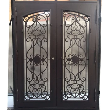 Modern Luxury Artistic Clical Flat Steel Wrought Iron Main Entry Modern Luxury Artistic Clical Flat Steel Wrought Iron Main Entry Door
