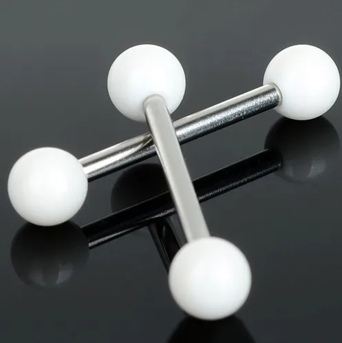 vriua 医用钢   白色丙烯酸杠铃马蹄环肚脐车防刺前螺旋穿孔经典穿孔