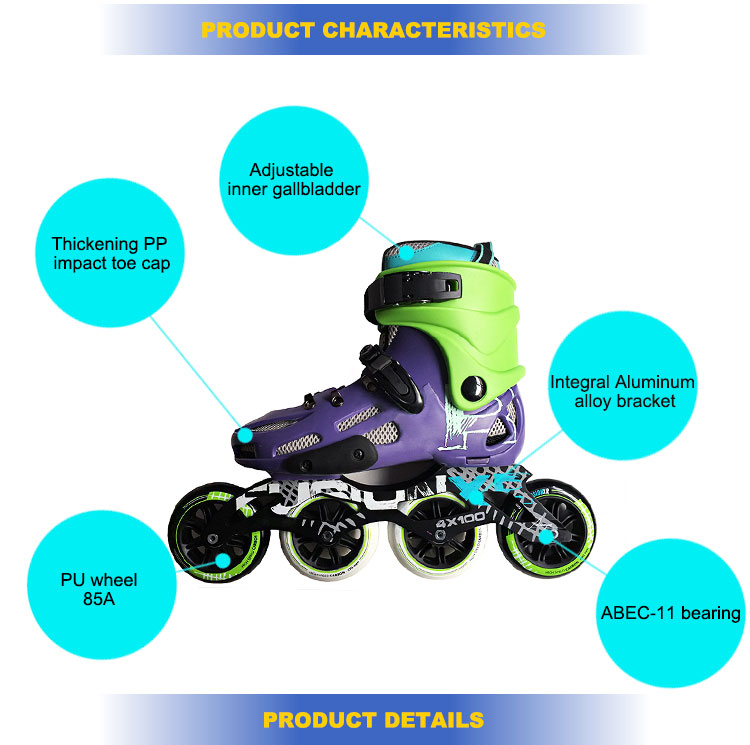 Big Wheel Roller Powerslide Inline Speed Roller Skates Baue Land Roller