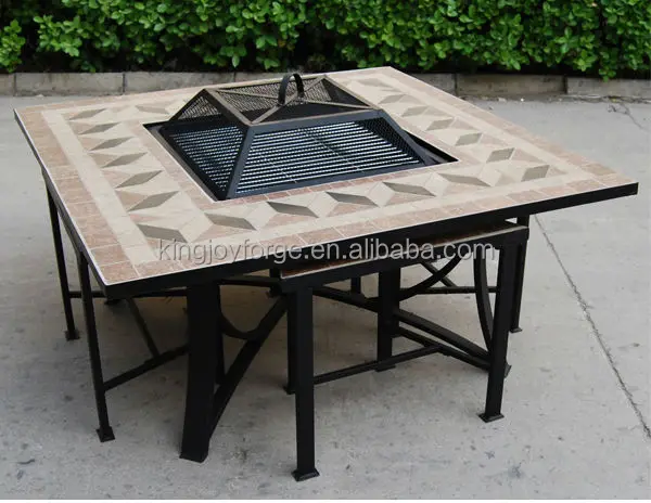 Kingjoy Garden Table Fire Pit Set Patio Furniture Outdoor Firepit