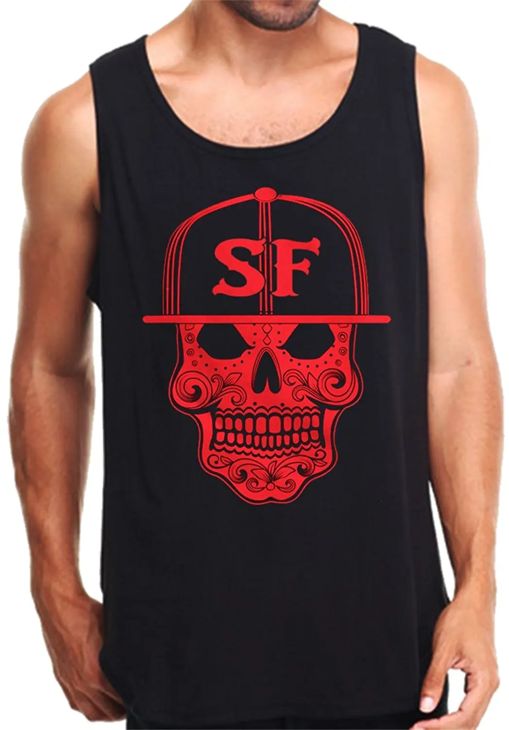 CaliDesign Men's SF Sugar Skull Tank Top San Francisco City