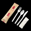 EcoNewLeaf 7 INCH CPLA disposable tableware set advertising eco friendly travel cutlery set with logo