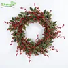 Handmade hanging decoration artificial red berry christmas wreath