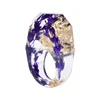 Dried Violet Flower Transparent Clear Epoxy Handmade violet Rings