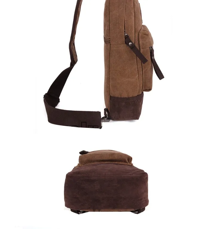 Canvas School Bags Old Fashioned One Shoulder Strap Backpack Sling Chest Pack For Teenagers Boys