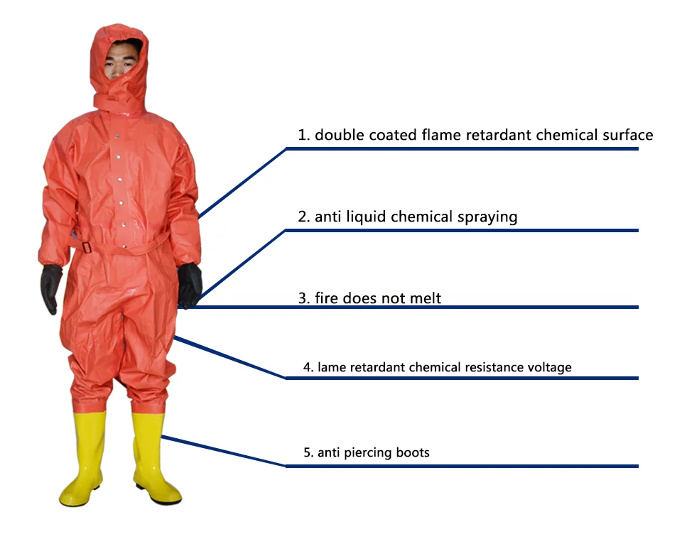 High Performance Chemical Protective Clothing Heavy Fire Protective ...