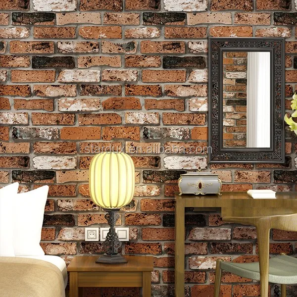 Hot Sale 3d Vinyl Brick Wallpaper For American Bathroom / Kitchen Wall Paper Buy High Quality
