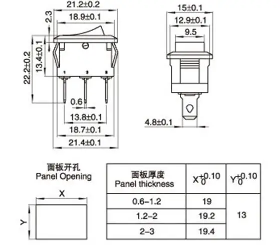 barco, 15x21mm, 6 pinos, 6a 100 v 10a 250v 15x21, 125 peças