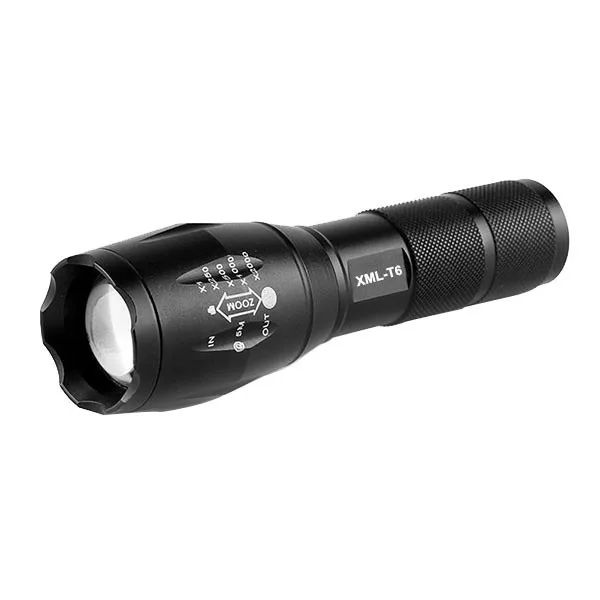 XM-L T6 LED Flashlight 1600LM Torch Adjustable Focus Zoom Light Lamp (Black)