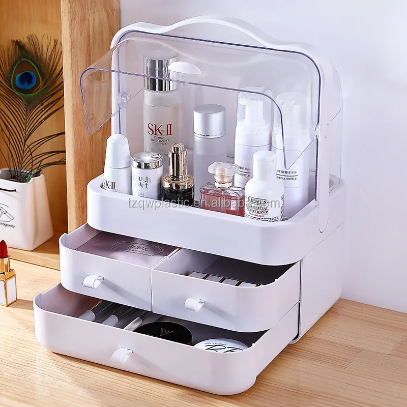 Transparent Portable Cosmetic Plastic Organizer Box Clear Makeup