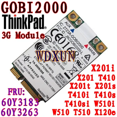 Thinkpad x201 T410 W510 3G Module WWAN Card GOBI2000 60Y3263 LENOVO