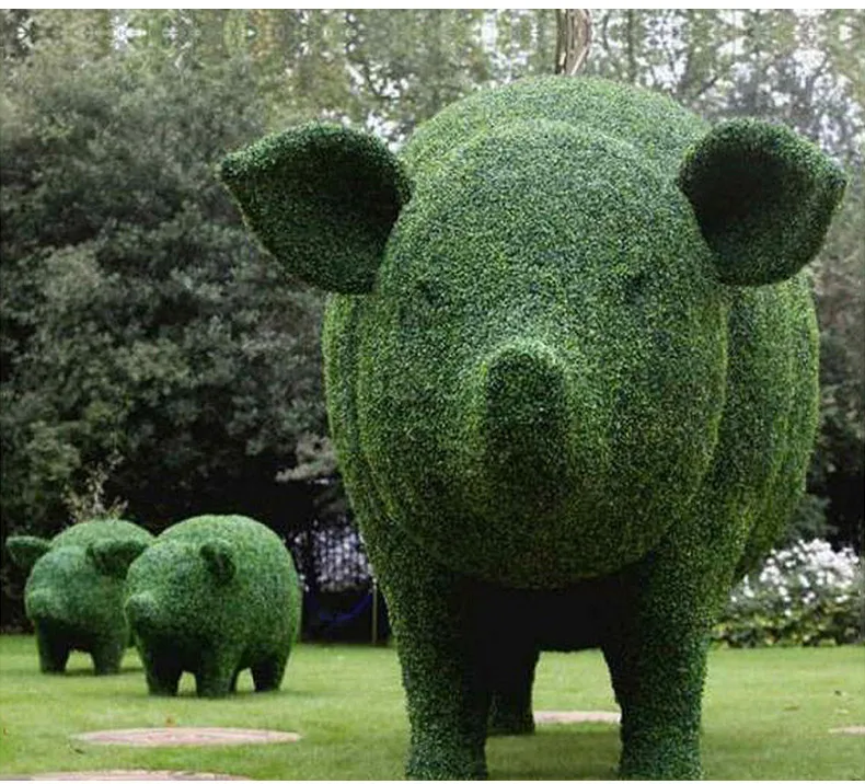 Artificial Green Grass Boxwood Topiary Plastic Animal Shape Boxwood
