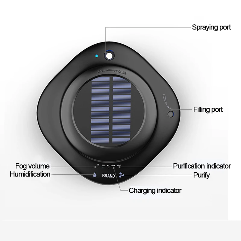 2019 Best Seller Portable Mini Solar Car Air Purifier, Car Air Cleaner Freshener with Essential Oil, Home HEPA Air Purifier