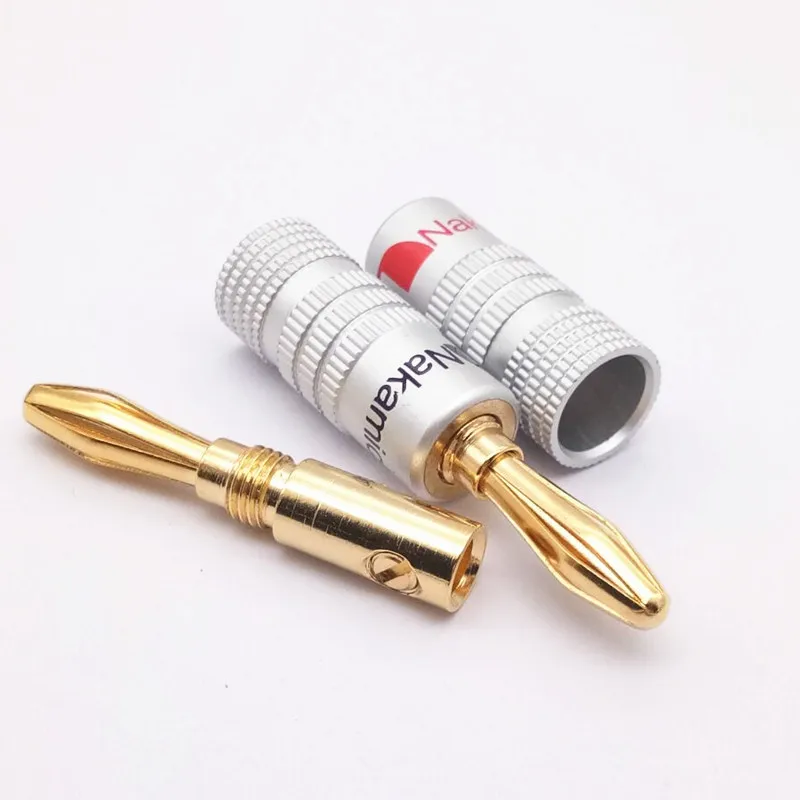 24k Gold Plated Audio Speaker Banana Plug Adapter Jack Connector Screw Cable 4MM 