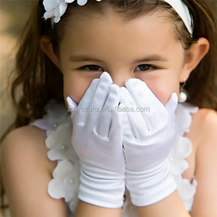 Ladies Fashion White Short Bridal Wrist Length Wedding Hand Gloves