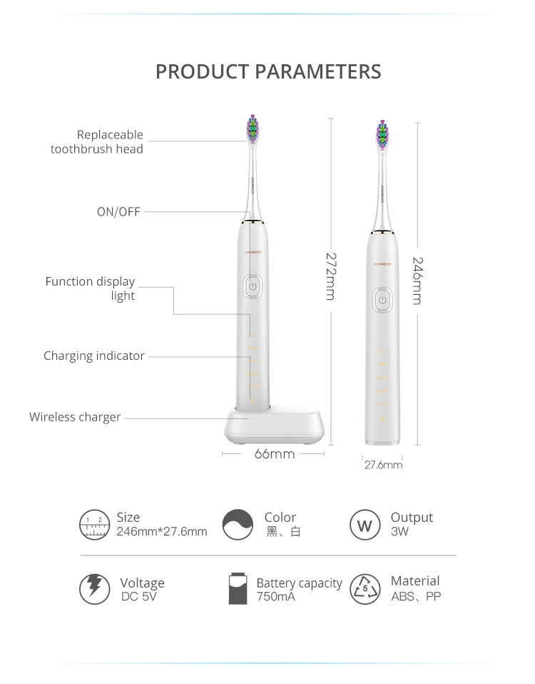 New Electric toothbrush 5 modes Sonic Electric Toothbrush For Adult CE ROHS Approved