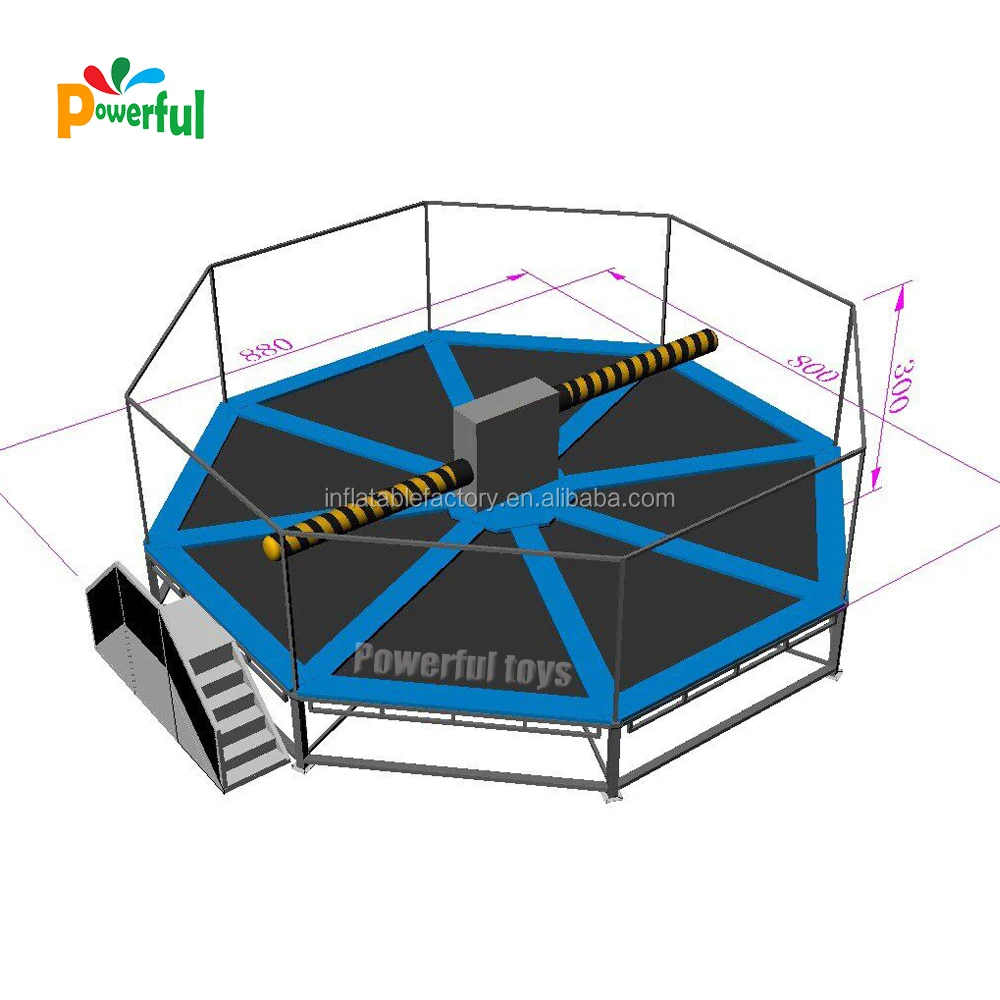 Crazy sport game wipeout trampoline inflatable sweeper