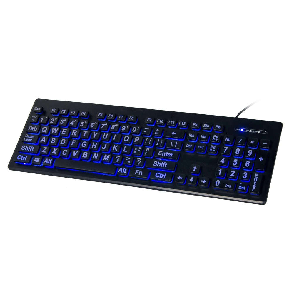 Wired Usb Backlight Keyboard With Big Font And Big Letters - Buy Laptop
