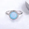 Fashion women ring jewelry made in china CZ diamond silver plated cooper jewelry blue opal ring