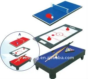 Wooden 3 In 1 Table Game With Table Tennis Air Hockey And Pool