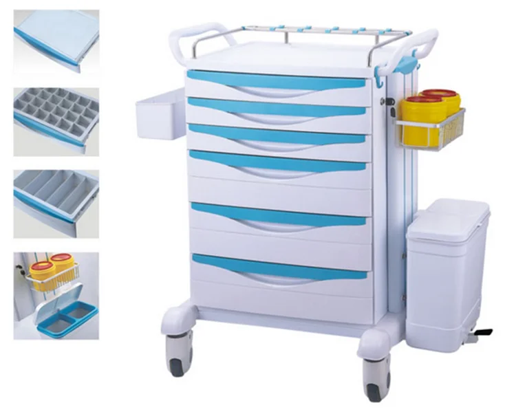 China Factory Price Cheap Hospital Color Steel Medicine Trolley mobile medical nursing carts trolley Hospital Furniture