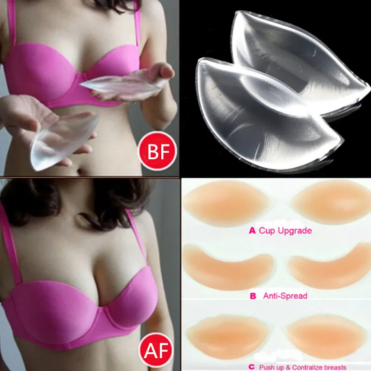 Silicone Gel Fillets Fake Boobs Breast Enhancer Nude Bra Filler Push Up Inserts