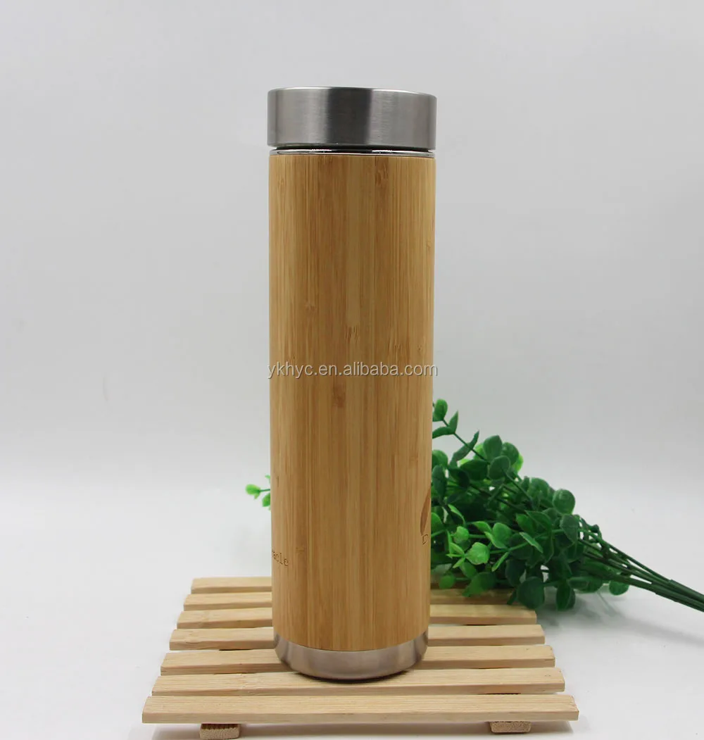 Stainless Steel Bamboo Thermos Tea Infuser,17oz Double Walled Eco